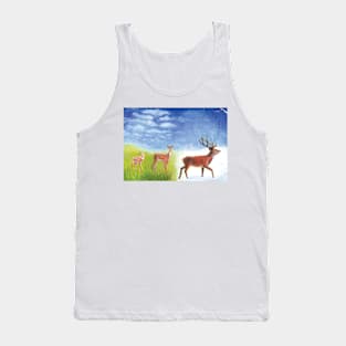 The Red Deer Lives Through the Seasons Illustration Tank Top